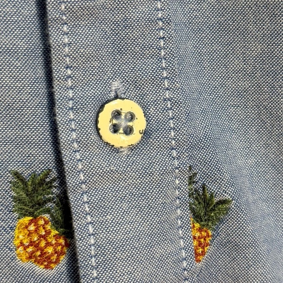 Tommy Bahama Pineapple Short Sleeve Button Up Shirt Small Chambray - Picture 6 of 7